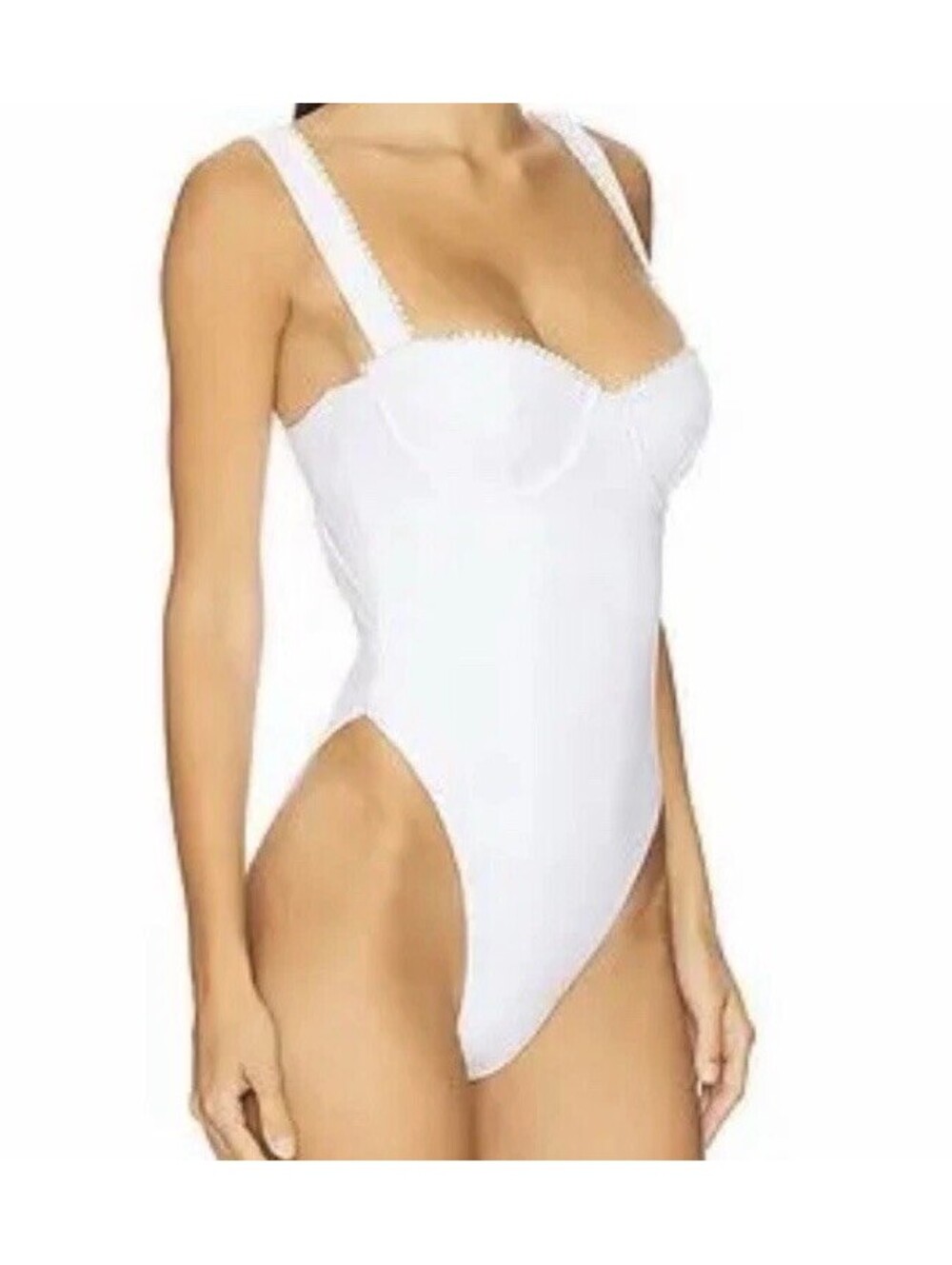 Lovers And Friends taleen White One Piece Pearl Embossed Straps Beautiful! $150